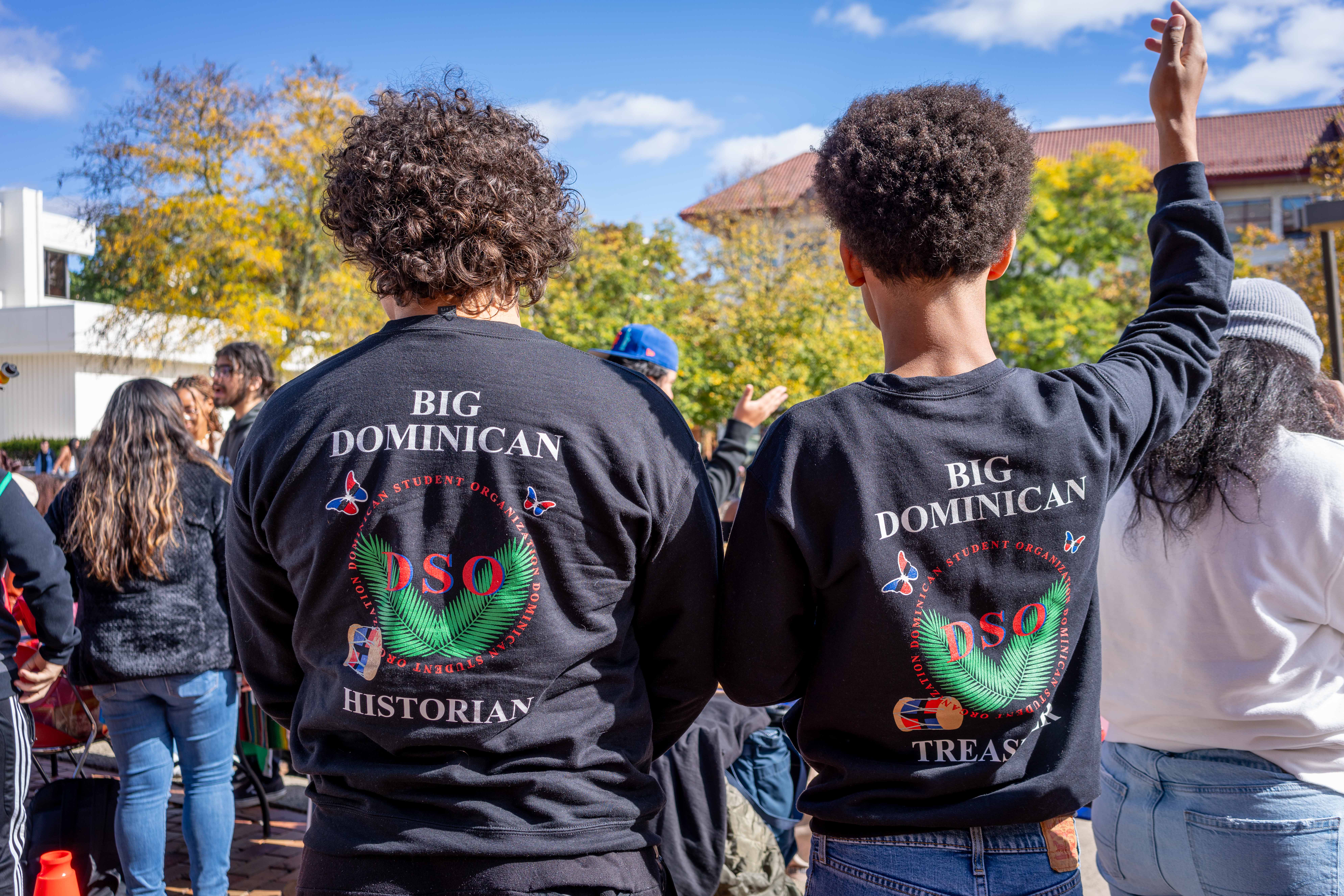 Izaiah Solano, left, junior sustainability student and Danny Gonzalzes, right, junior theatre studies student, at the Hispanic Heritage Month 2024 Block Party on October 16th, 2024. Karsten Englander | The Montclarion