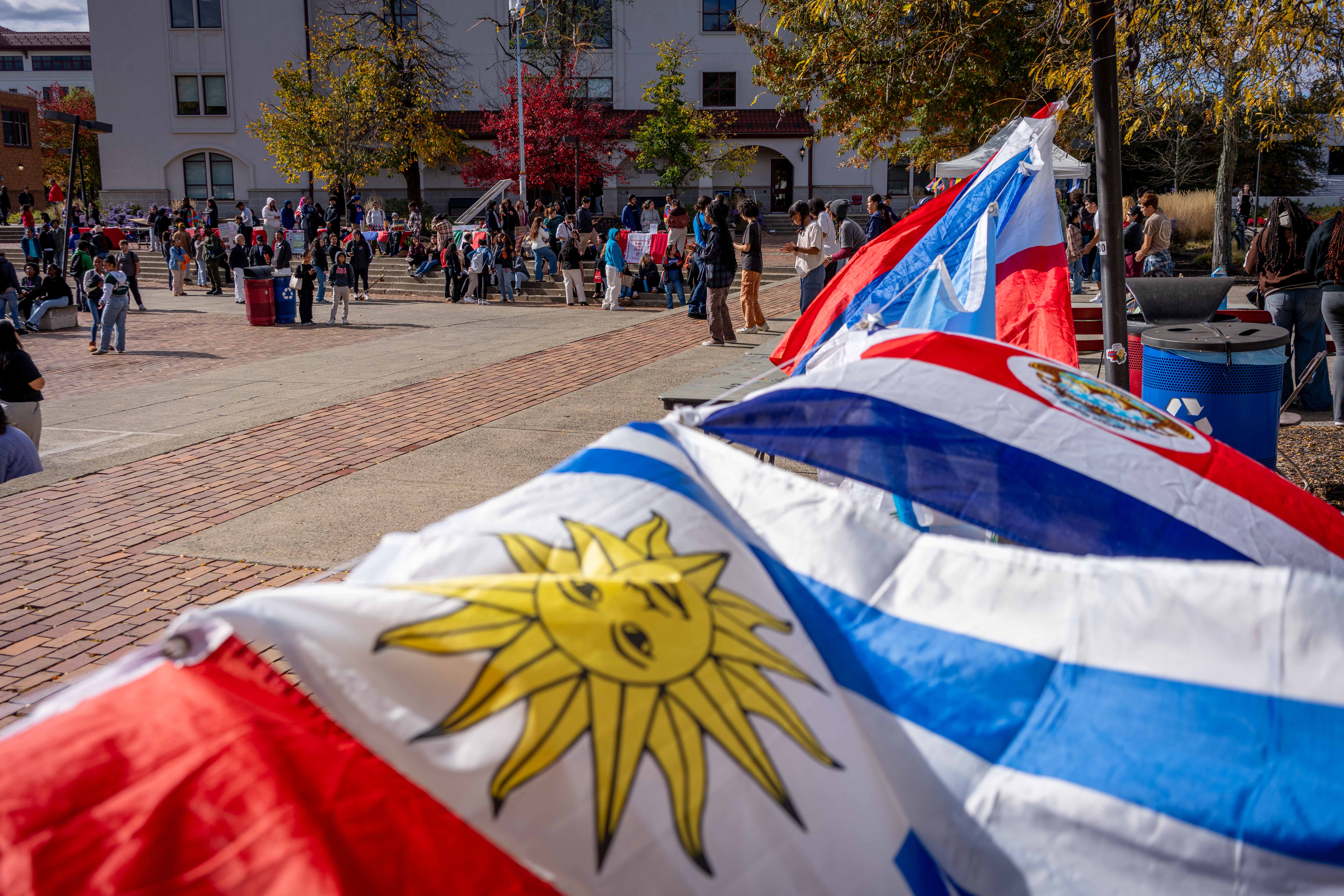 Flags of several South and Central American countries hung up at the Hispanic Heritage Month 2024 Block Party on October 16th, 2024. Karsten Englander | The Montclarion