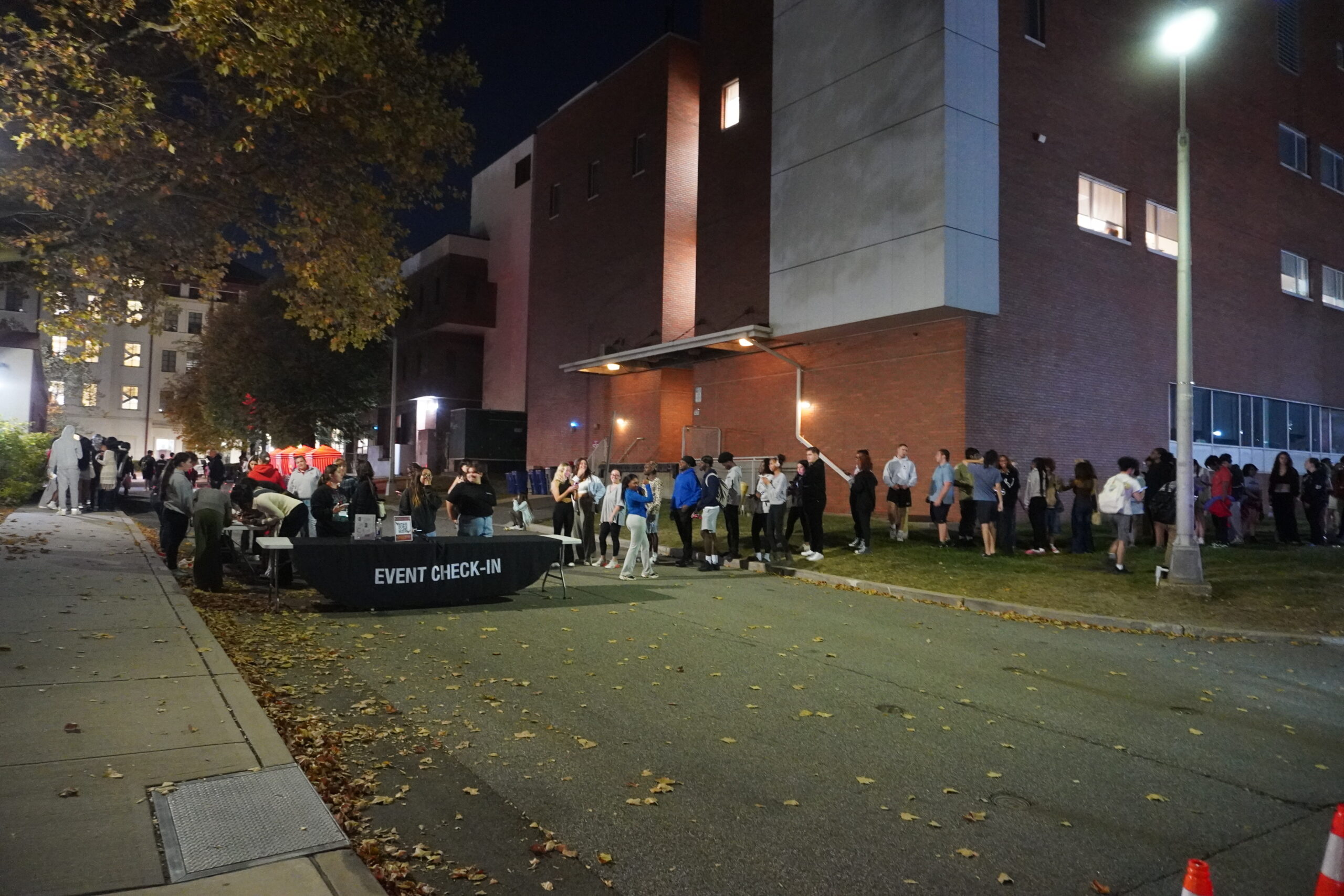 A line for Nightmare on Stone Street wraps around Richardson Hall. Rob Ferguson | The Montclarion