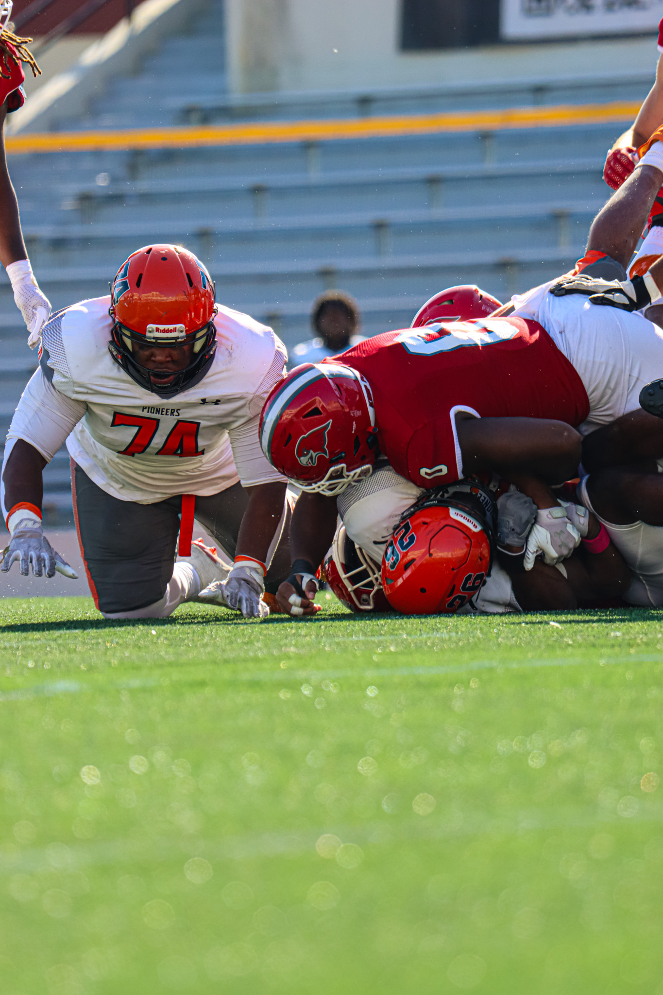 Montclair State's defense smothered the Pioneer rushing attack as they finished with -46 rushing yards.