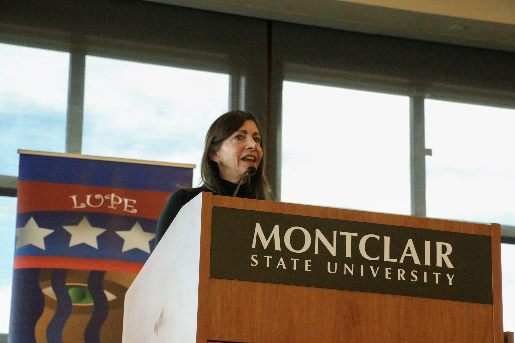 Tammy Murphy speaking at the LUPE Fund event at Montclair State. David Bien-Aime┃The Montclarion