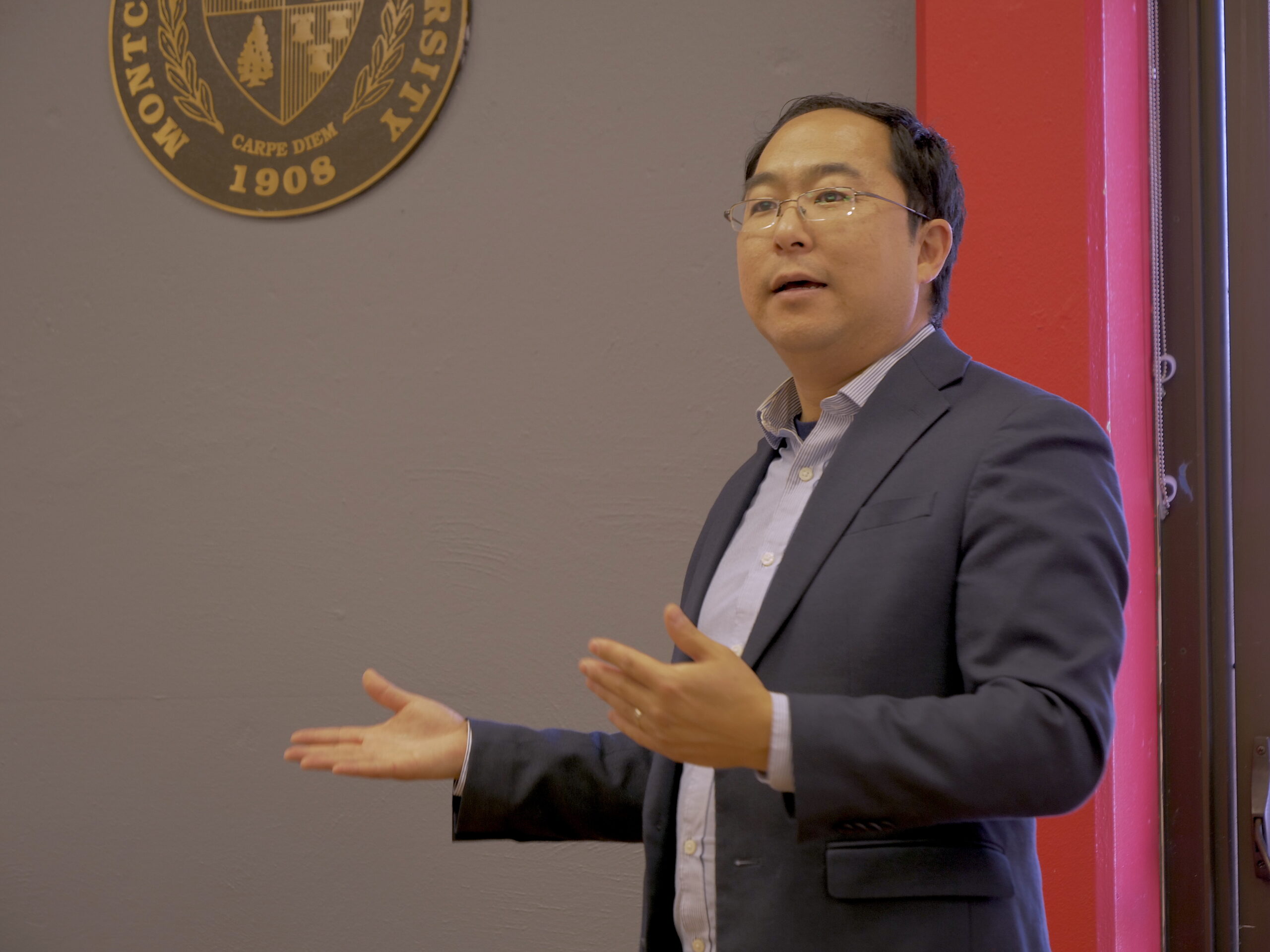 Andy Kim speaks at the Student Center at Montclair State University.