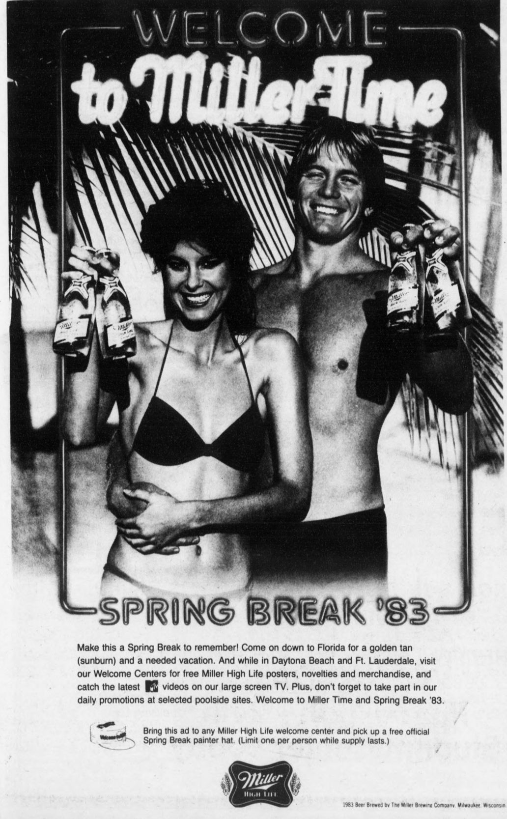 Miller sponsoring Spring Break in the Montclarion (1980s).