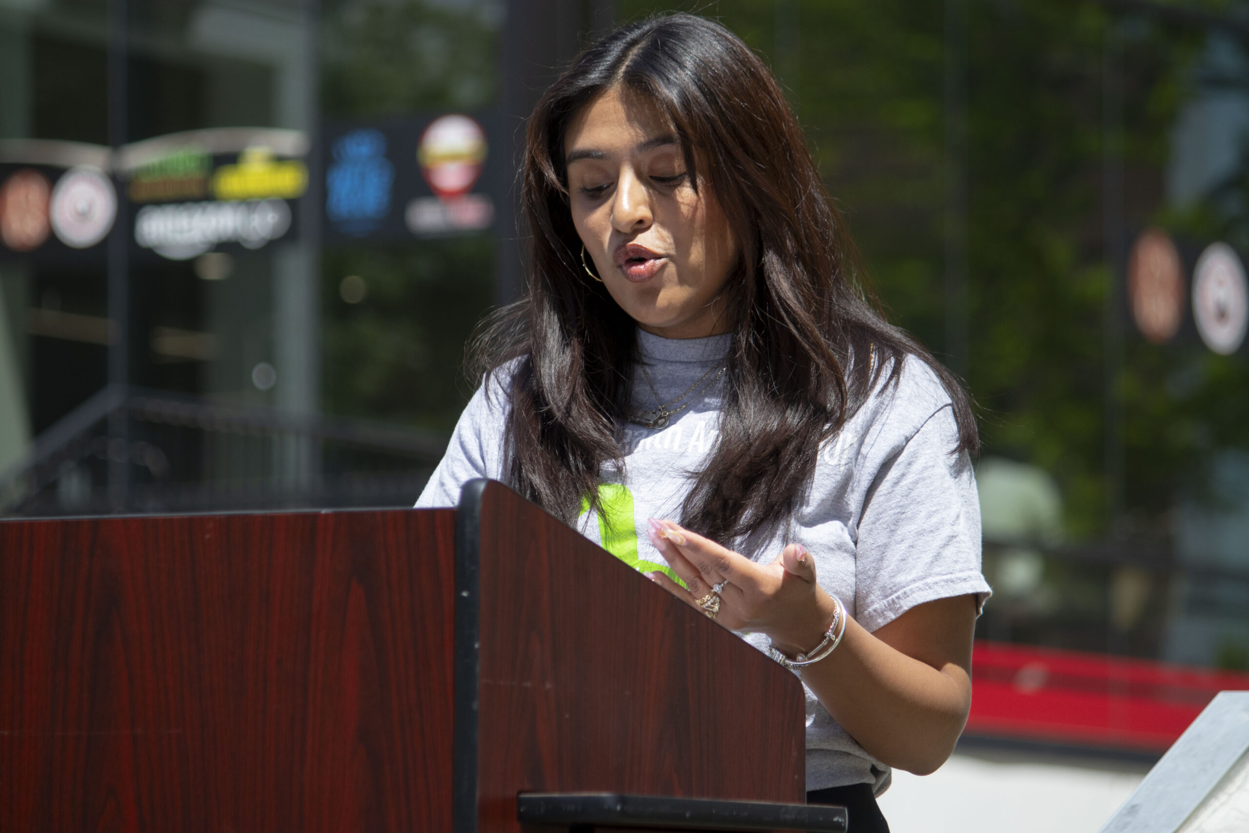 Samantha Alvarez speaking on the stigma of mental health.
