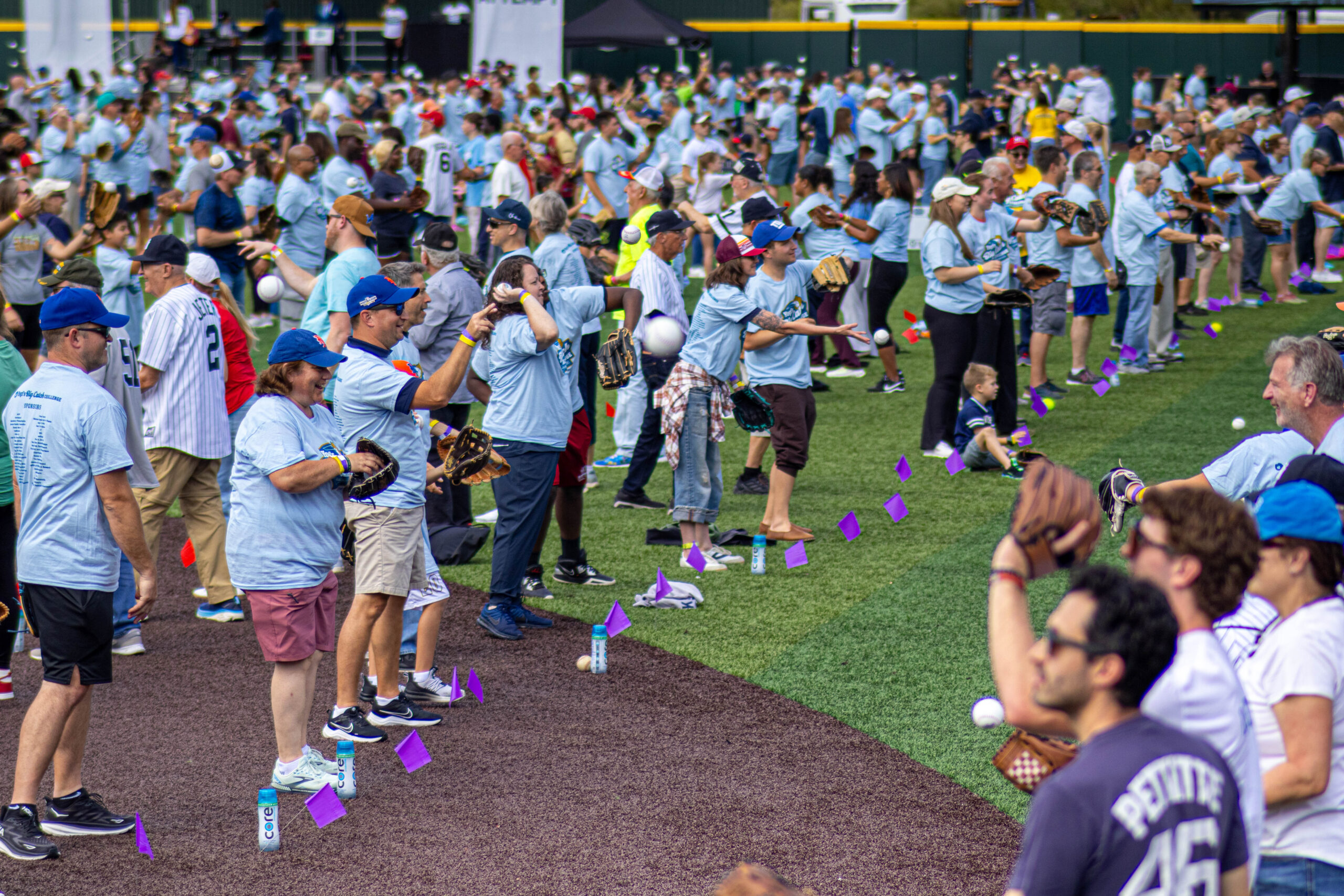 Participants at Yogi's Big Catch event throwing the ball trying to break the record. David Bien-Aime The Montclarion