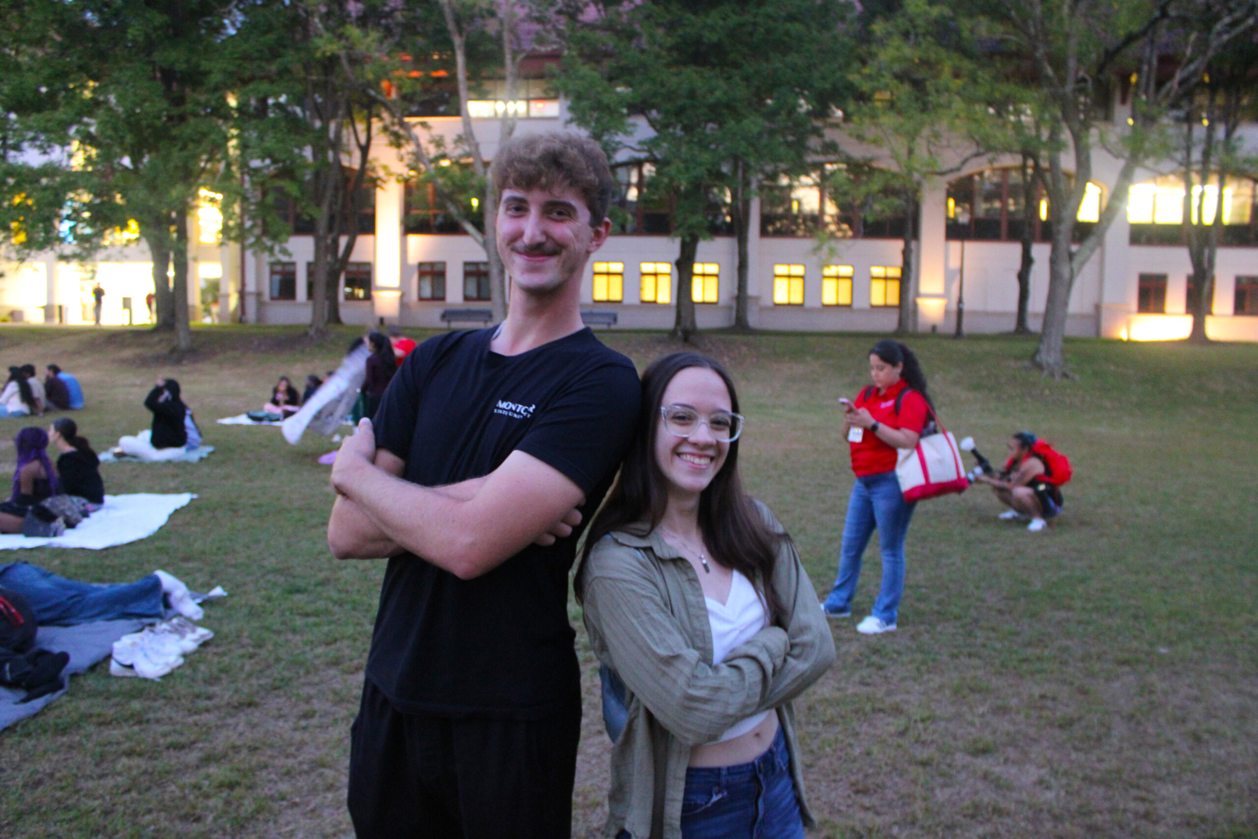 Lucius Patti and Tierney Maurer getting ready to watch How To Train A Dragon at The Quad. Jack Takouezim | The Montclarion