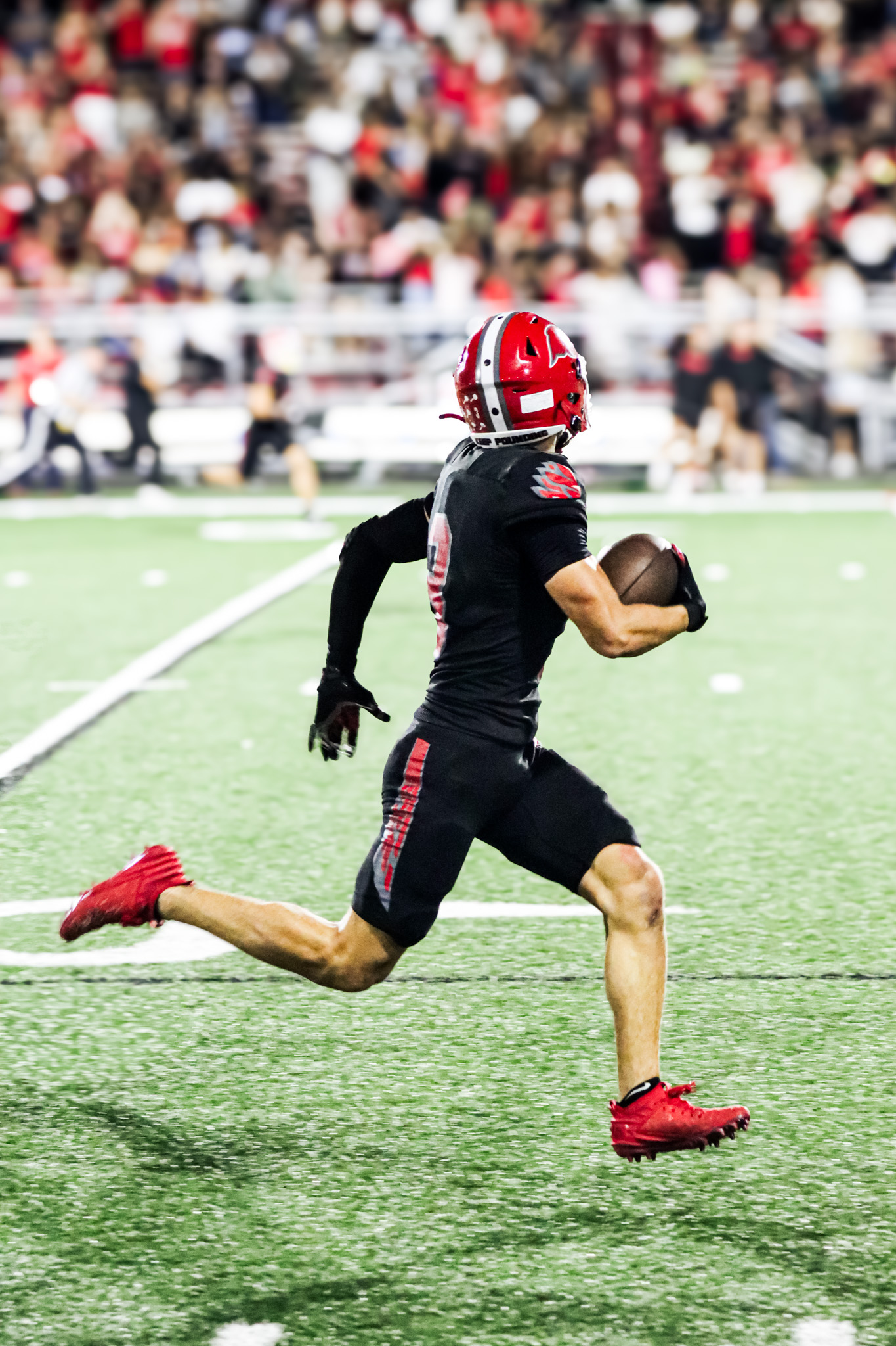 Sophomore receiver TJ Kachala pulls away on a 75-yard touchdown versus Wilkes.