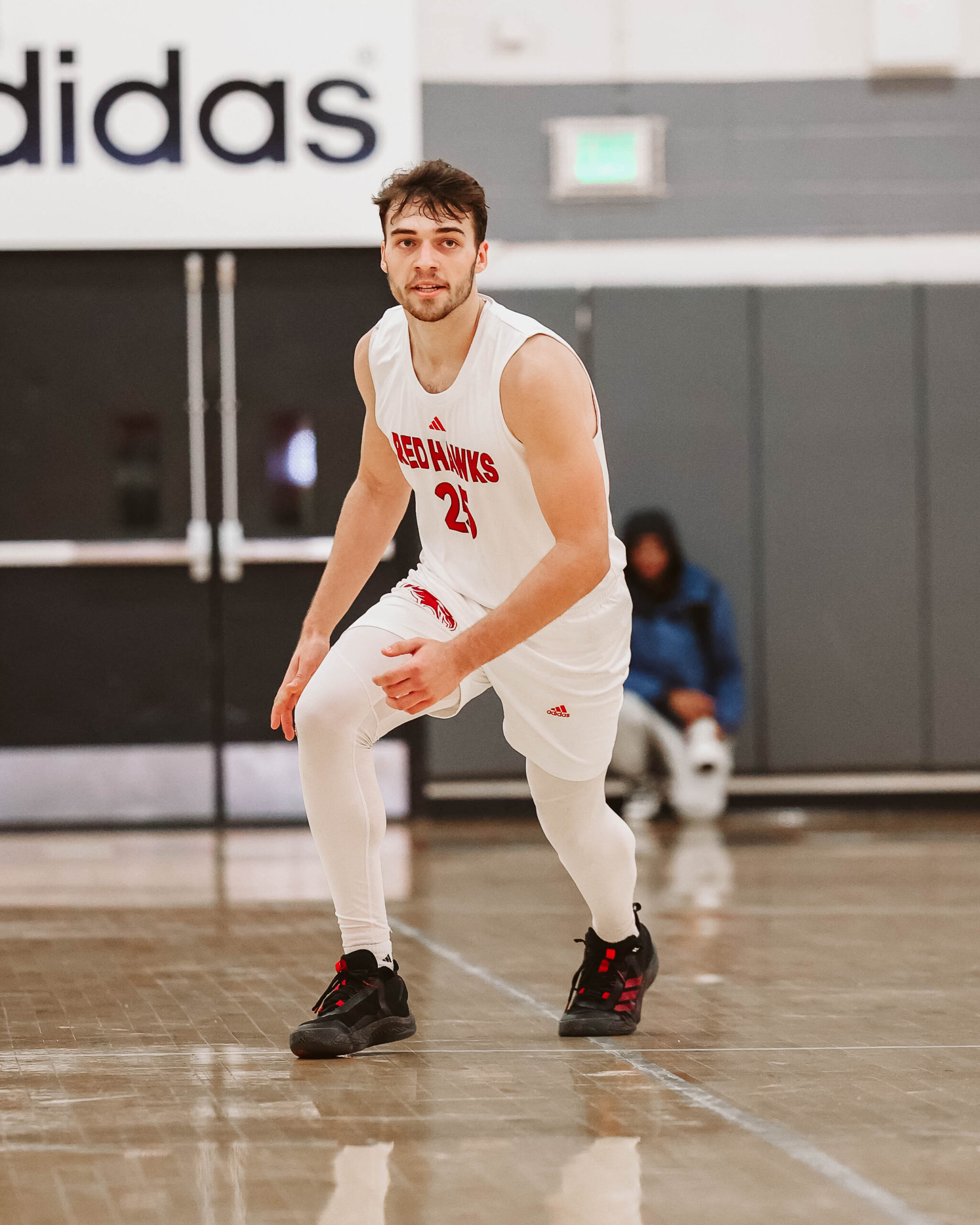 Jacob Morales on the floor during a 2024 game for Montclair State. Photo courtesy of Montclair State Athletics