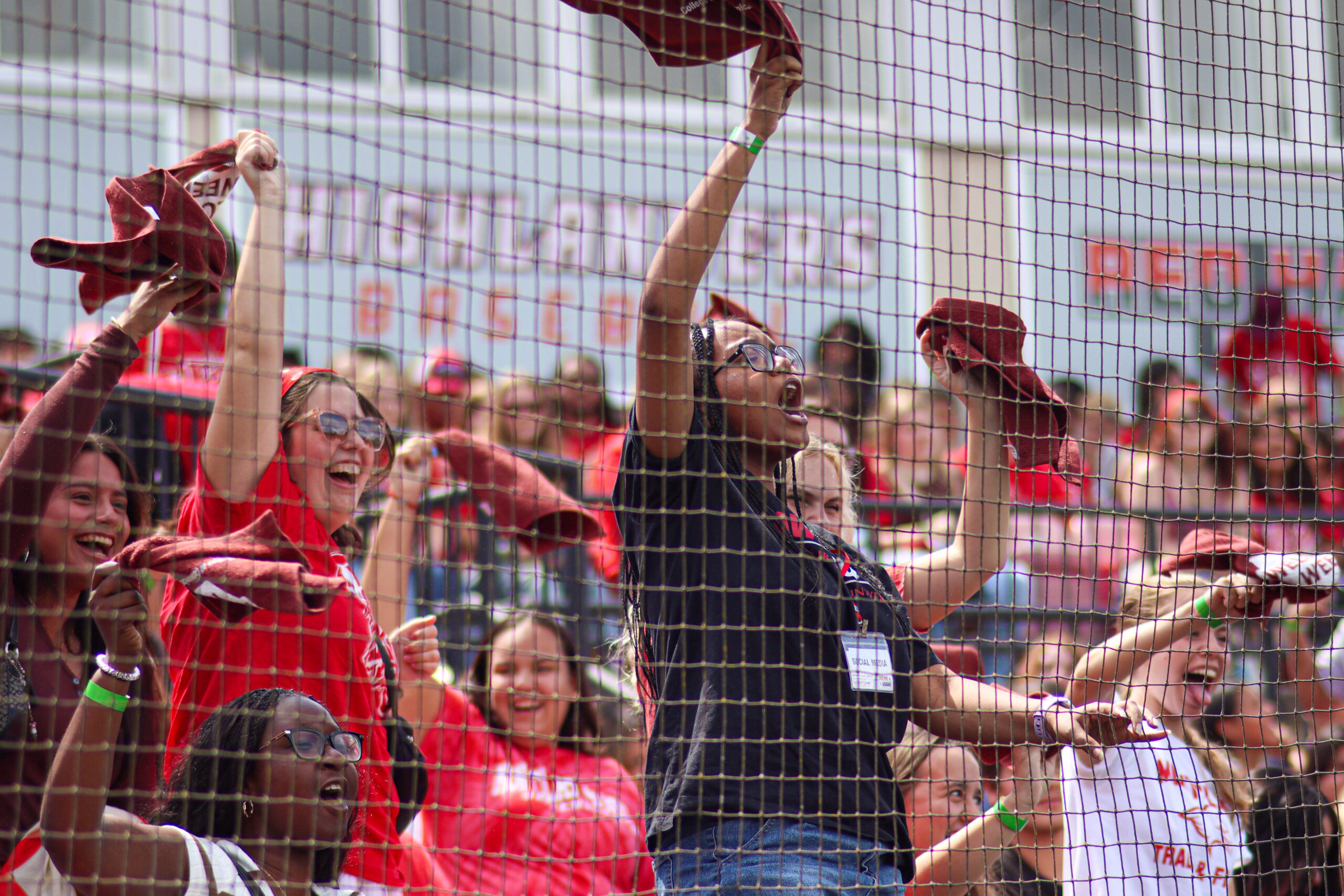 College of Communications and Media students passionately cheering as their college gets called at Red Hawk Day. David Bien-Aime︱The Montclarion