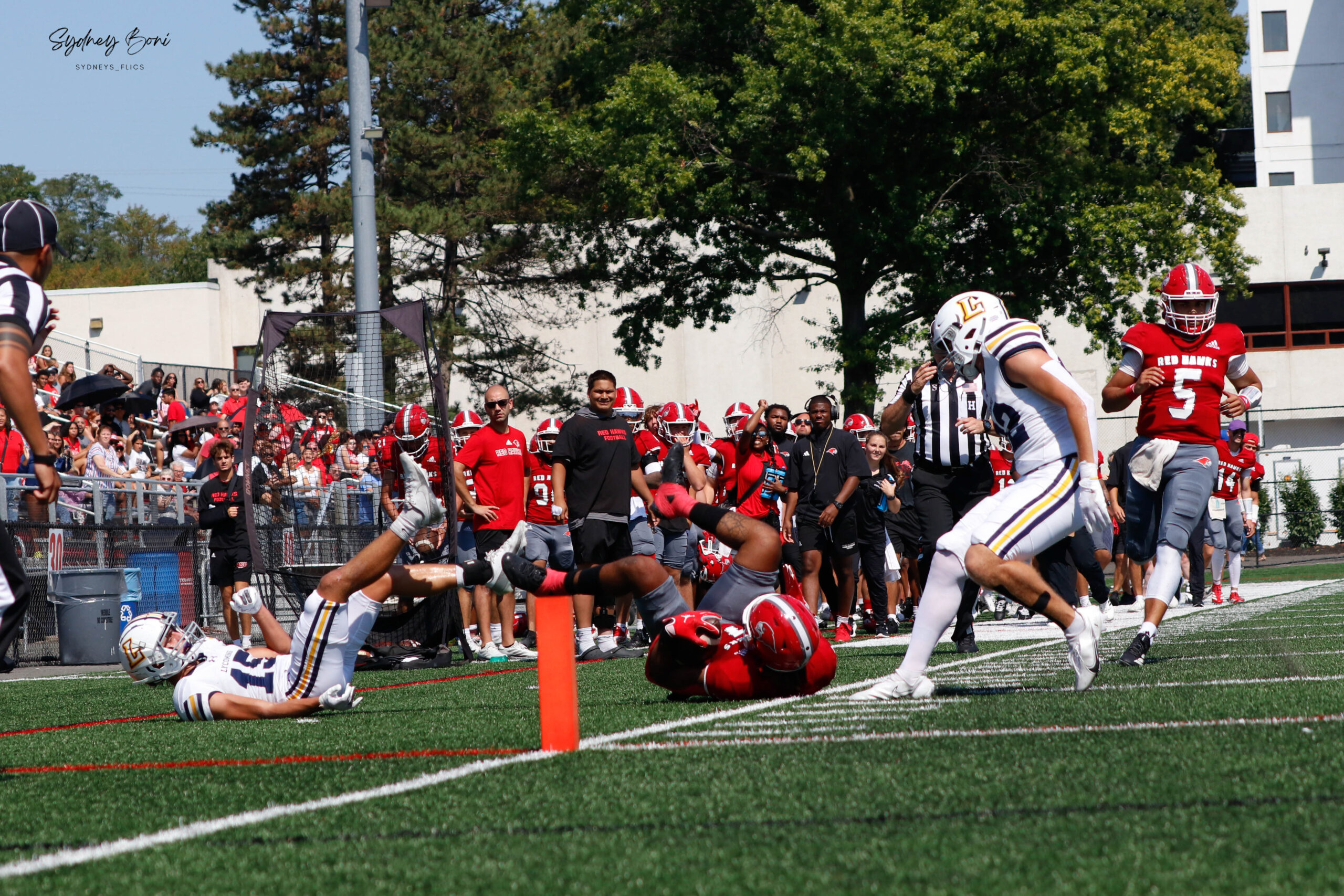 Montclair football vs Lycoming during a big play. Montclair attempts to get a touchdown.