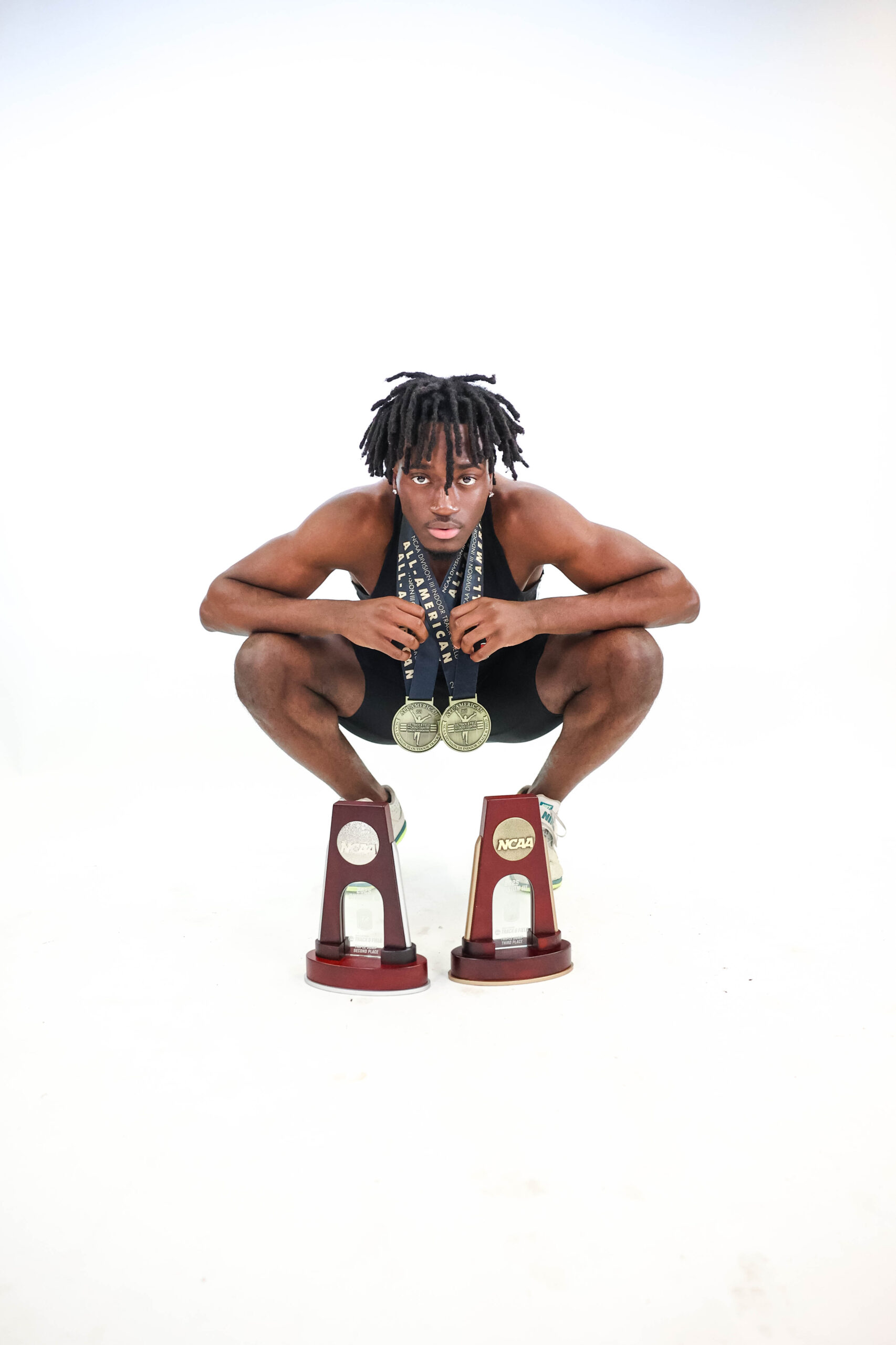 Sophomore jumper Hiven Biffot eyes more hardware after an extremely successful freshman season in 2024-2025. Photo courtesy of Montclair State Athletics