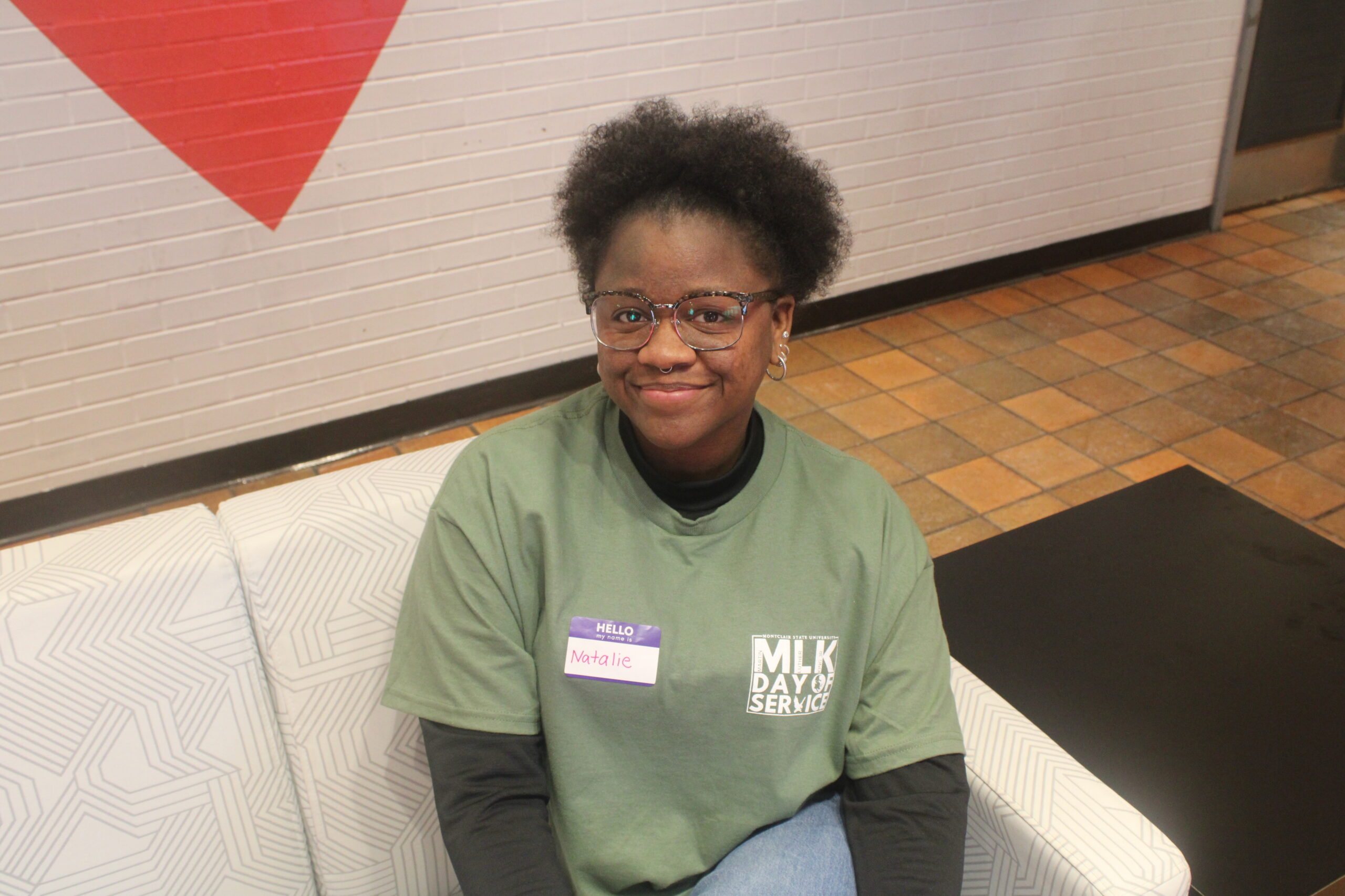Natalie Humienny filled with joy from doing service work at The Student Center. Jack Takouezim | The Montclarion