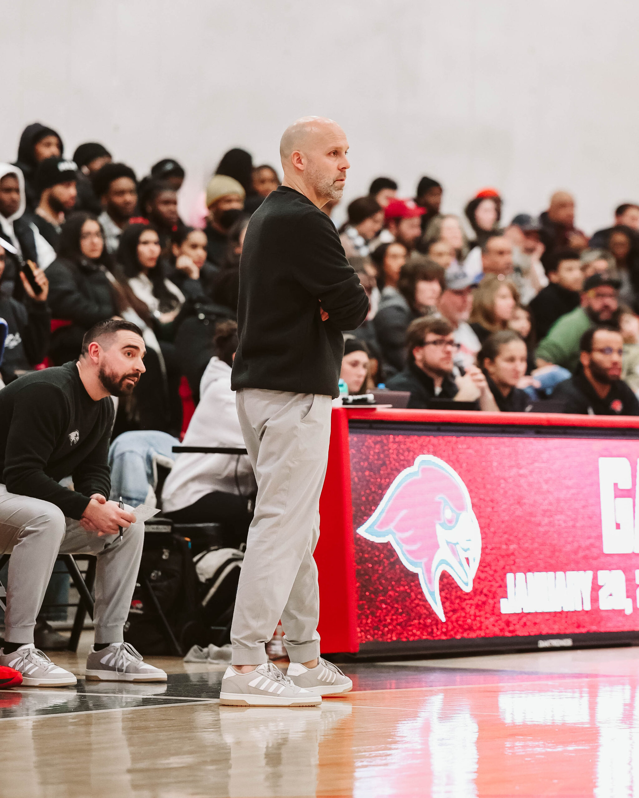 "It&squot;s a really fun team to coach, and I&squot;ve got the best seat in Panzer, even though I don&squot;t sit," said Montclair State head coach Justin Potts following the team&squot;s fifteenth straight win to begin the season. Photo courtesy of Montclair State Athletics
