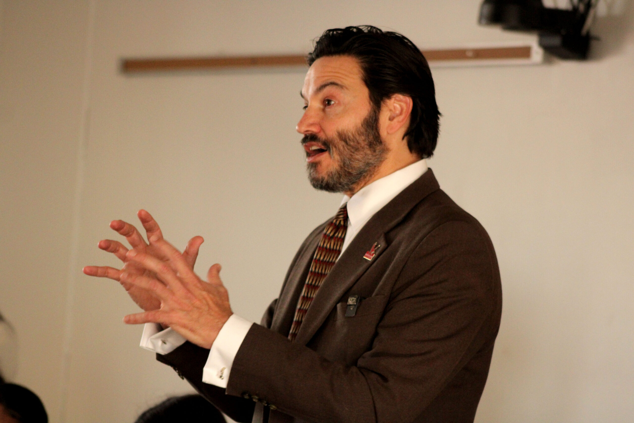 Koppell at the December town hall meeting about the College of Humanities and Social Sciences restructuring. One of the responsibilities of Fatma Mili, the newly named interim provost, is filling in for University President Jonathan Koppell in his absence. Gwenyth Greenspan︱The Montclarion