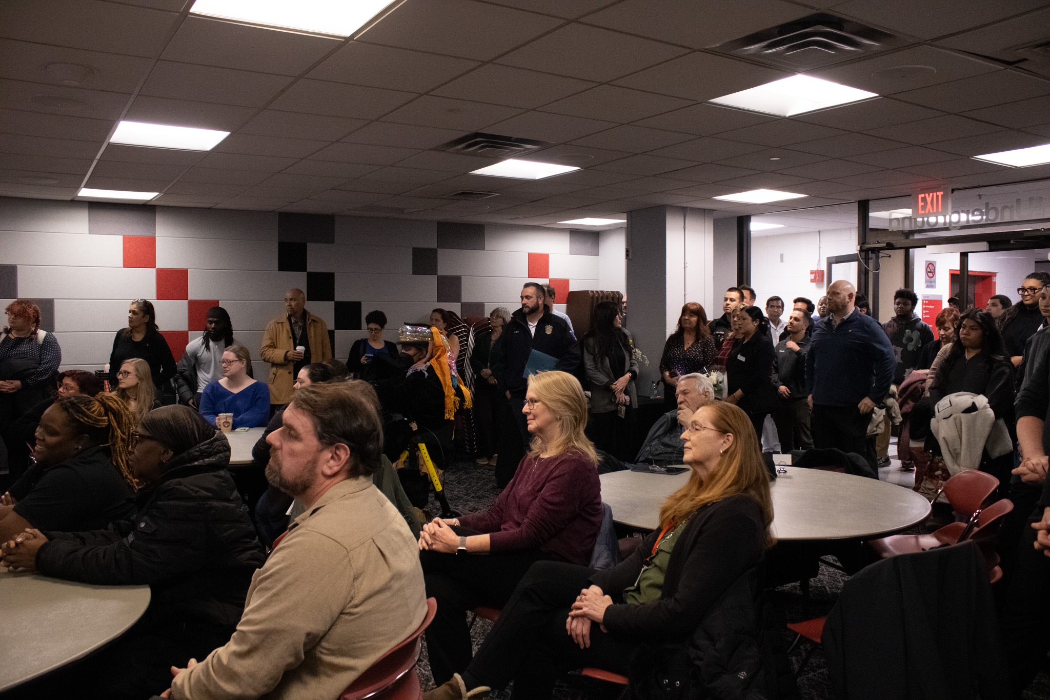 The Feb. 4 memorial for C-store Food Unit Lead Nancy Menegus drew of crowd of at least 100 people who swarmed the Student Center Underground. 
Gwenyth Greenspan | The Montclarion
