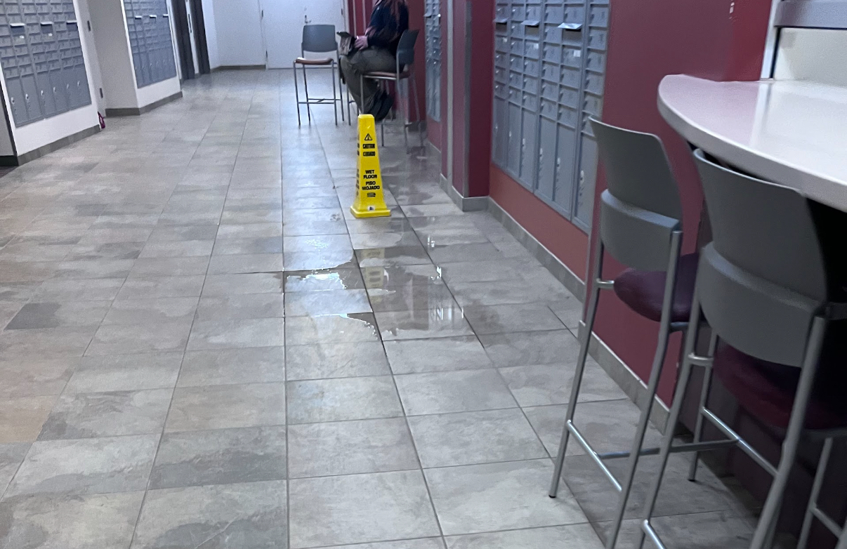 Water leaking on the floor as a result of the pipe burst. Gavin O'Melia︱The Montclarion