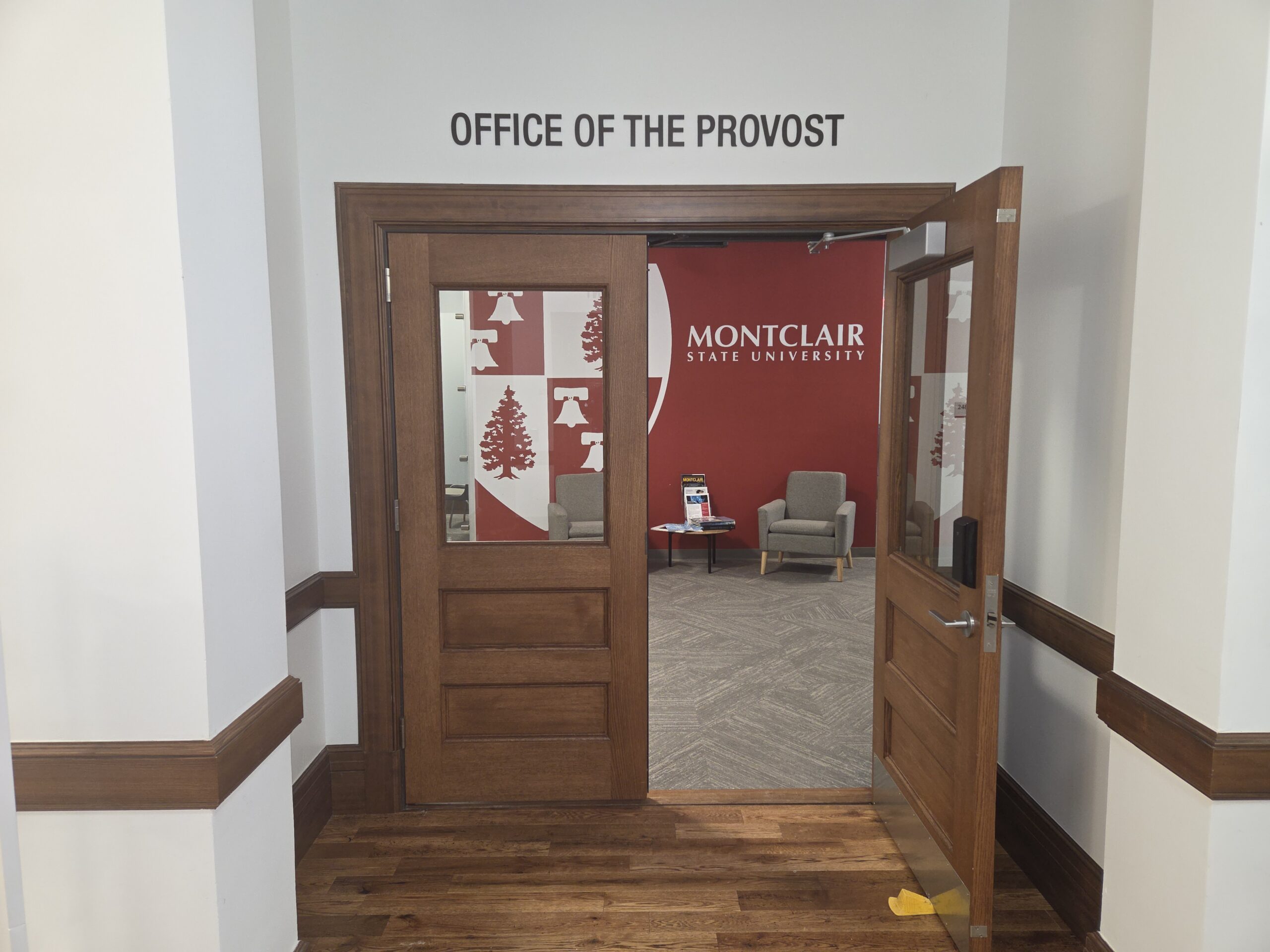 The entrance of the office of the provost at Room 241 at Cole Hall's east end. Dr. Fatma Mili was recently named interim provost and senior vice president of academic affairs. The appointment was made by Jonathan Koppell, university president, whose headquarters lies across the hall.