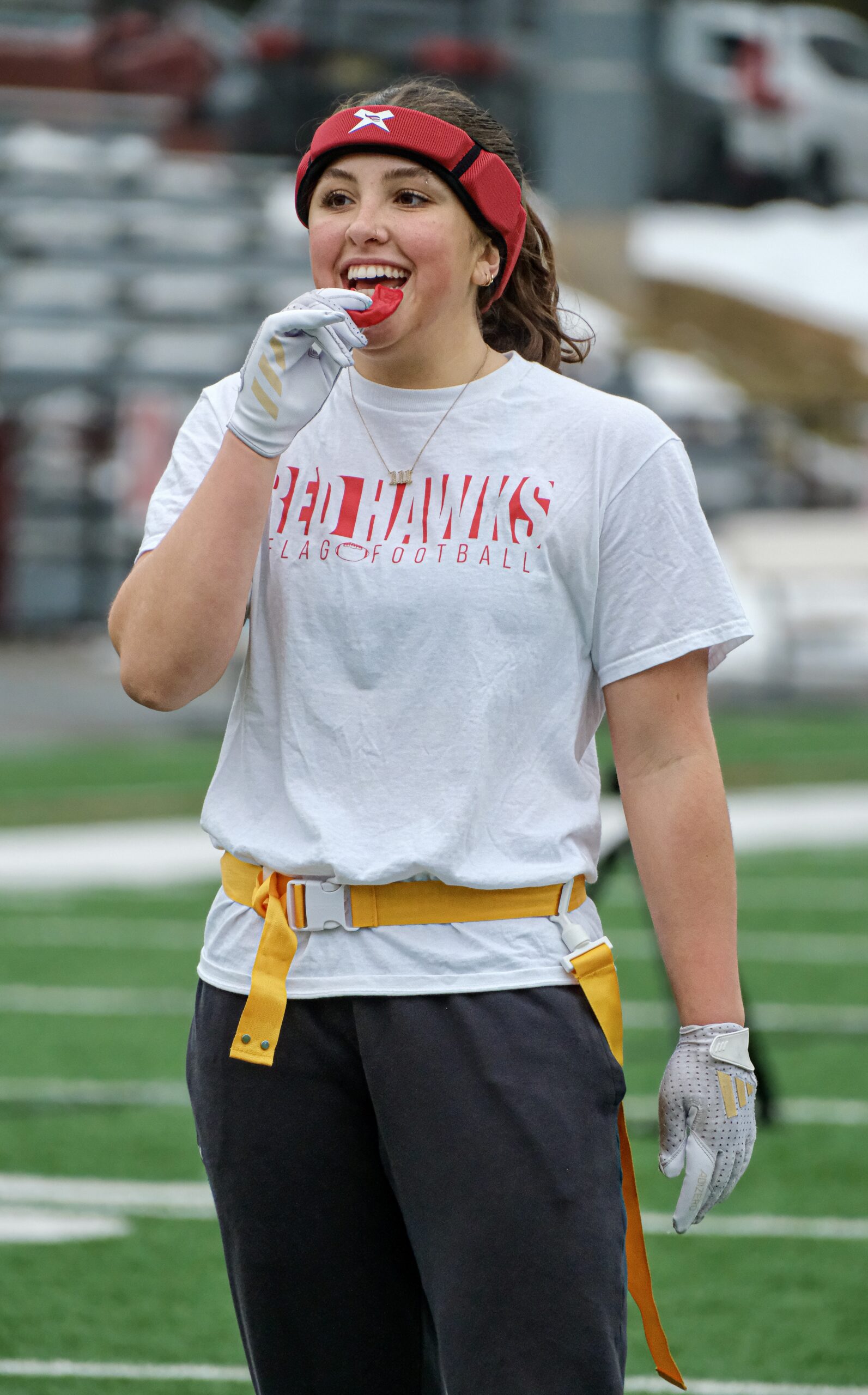 “I felt like I was playing in the backyard with my brother again," said junior Maya Anico about her first time trying flag football. "I felt like I was healing my inner child. And so I knew that I had to do it.” Tim David | The Montclarion