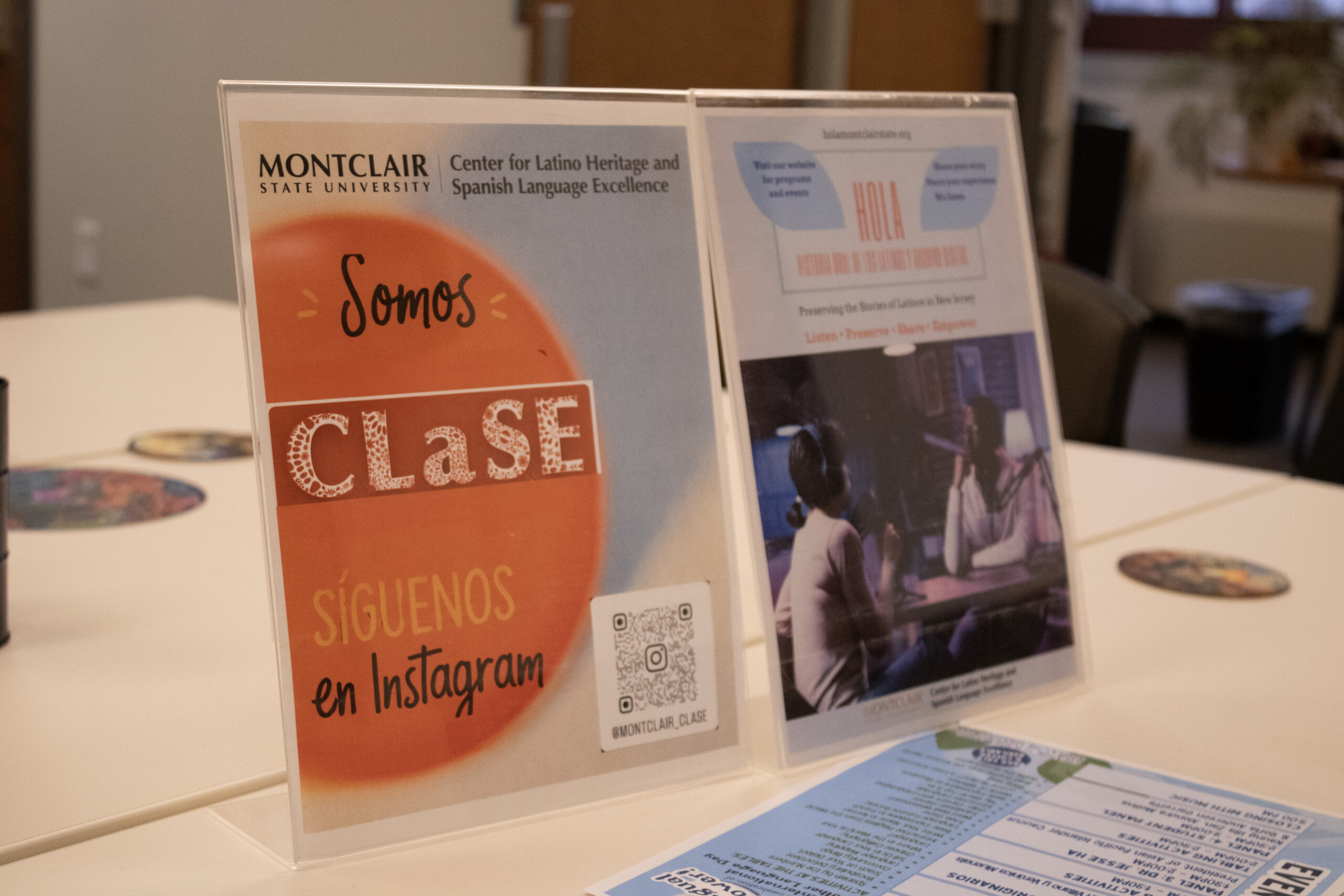 Promotional material in the office for the Center for Latine and Spanish Academic Success and Excellence at Montclair State University. Gwenyth Greenspan | The Montclarion