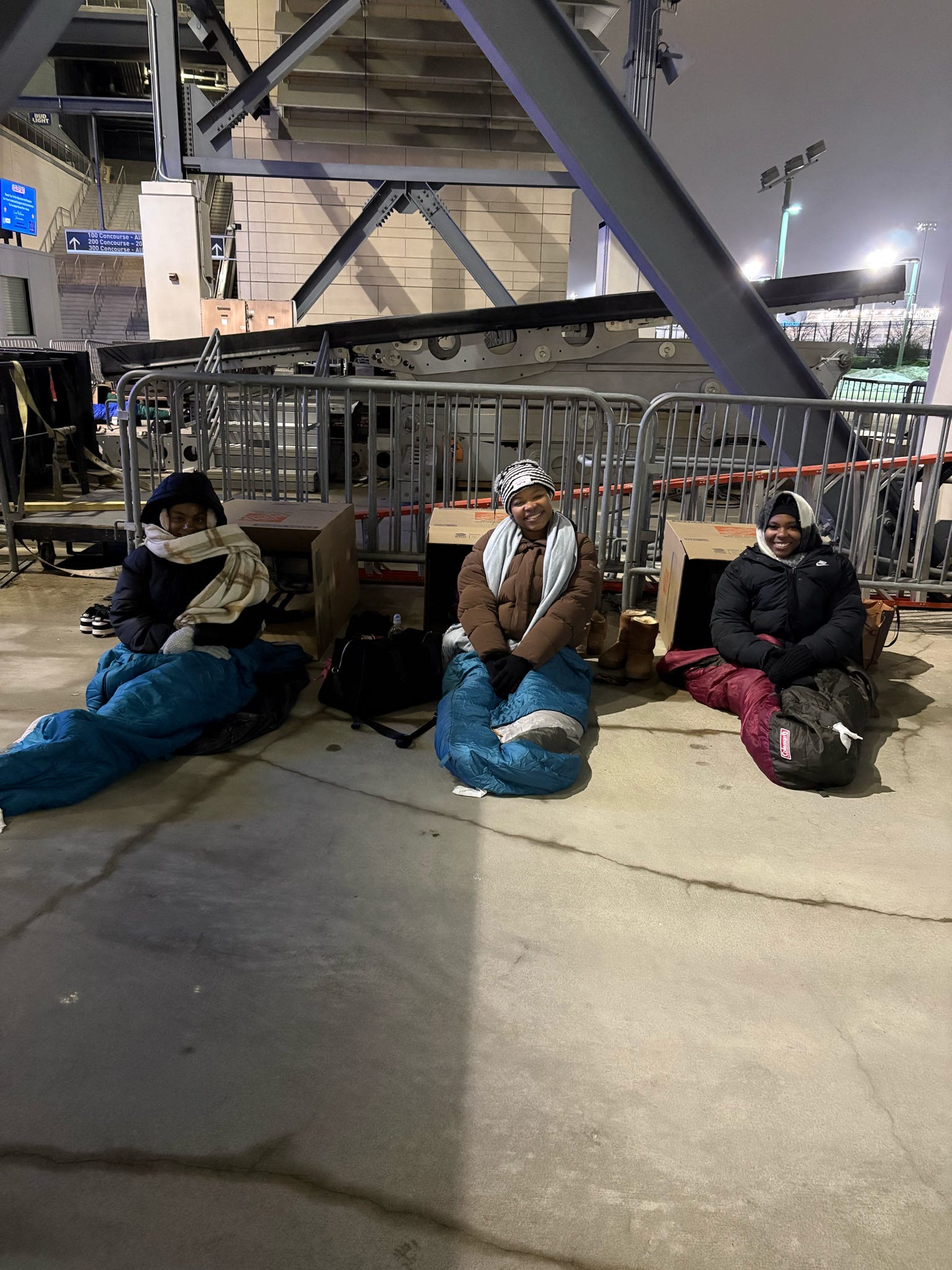 Students passionately sleeping outside in sleeping bags for a good cause!