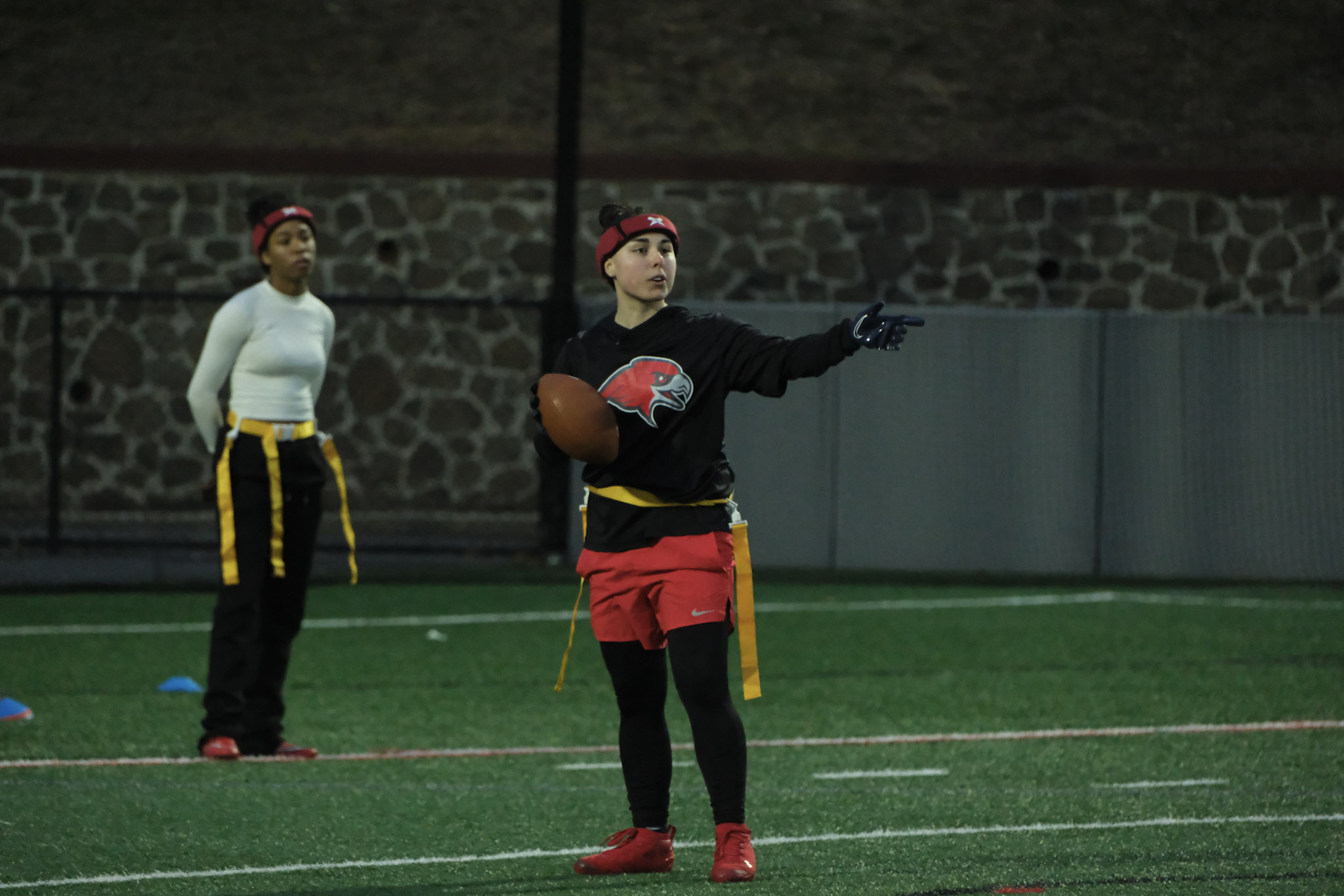 In Montclair State's first game as a varsity program, Sofia Del Grosso completed one pass for four yards, completing a once-unrealistic dream of playing flag football at the collegiate level. Tim David | The Montclarion