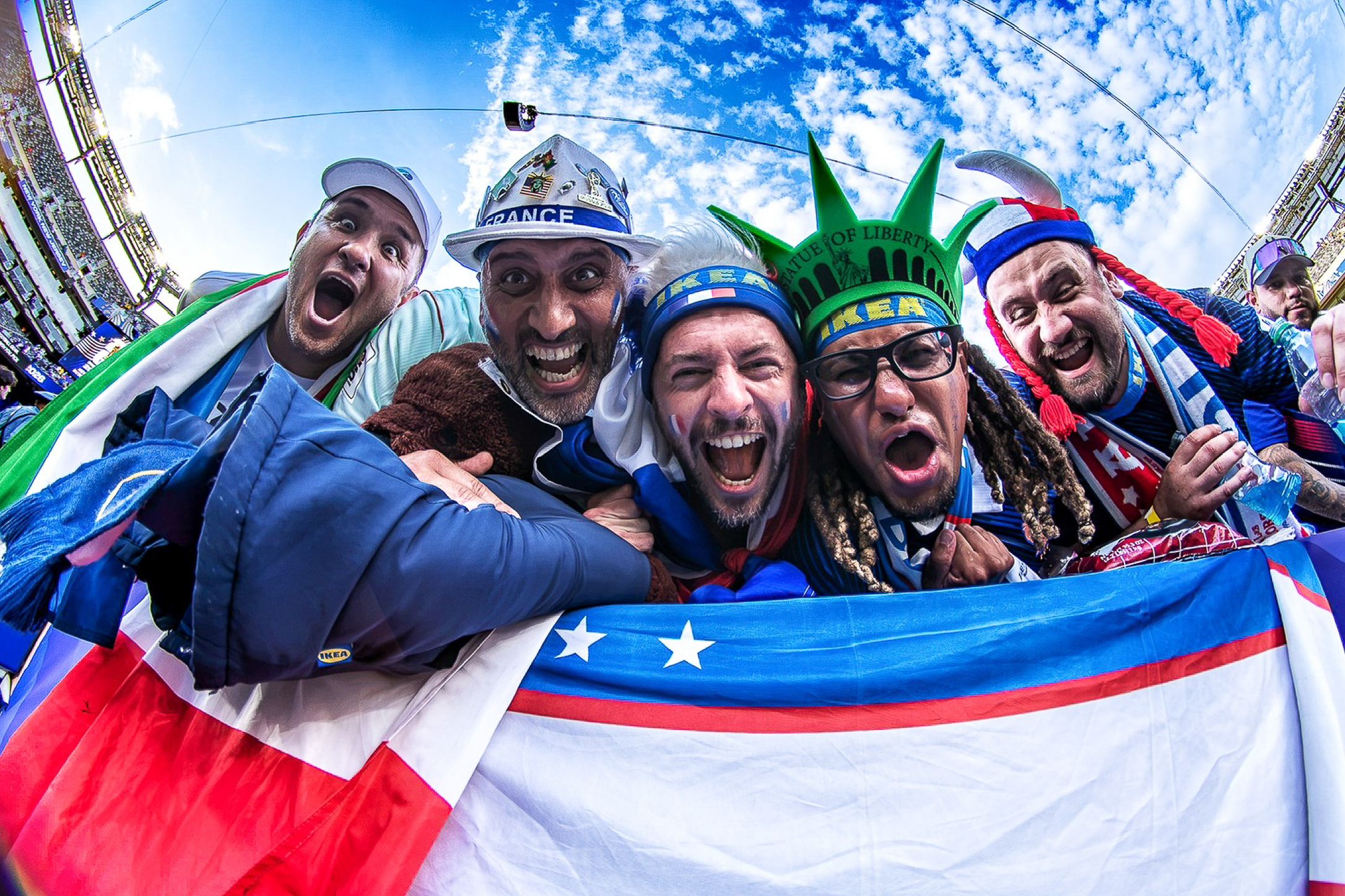 EAST RUTHERFORD, NJ 06/30/2026 2026 FIFA WORLD CUP ROUND OF 32 FRANCE vs. SWEDEN: Supporters celebrates after the final whistle at New York New Jersey Stadium. - Photo by Irish Maliborski
