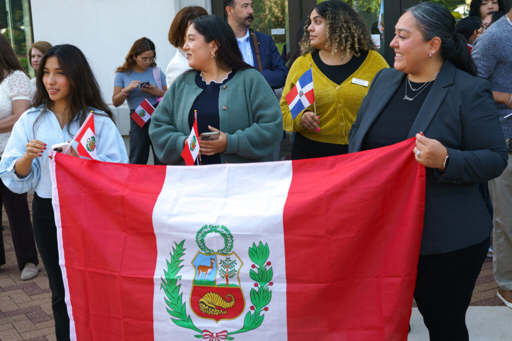 Students preparing to march towards the Student Center displaying their flag, Wednesday, Sept.16, 2026.