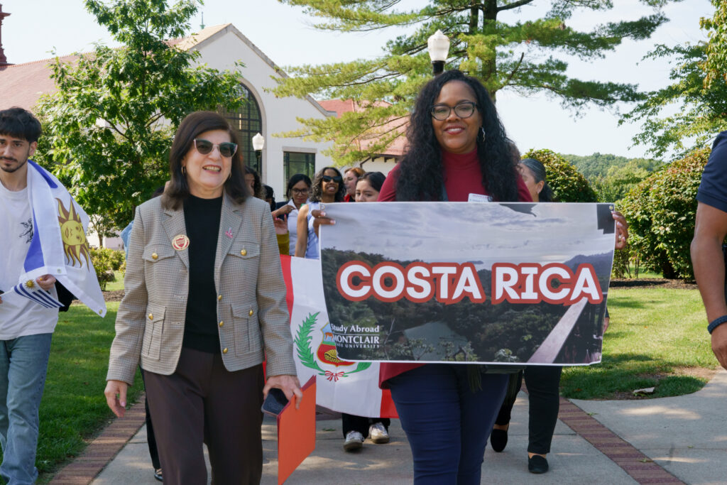 Dr. Katia Paz Goldfarb and Dr. Ashante S. Connor making their way towards the Student Center with students and staff, Wednesday, Sep. 16, 2026.