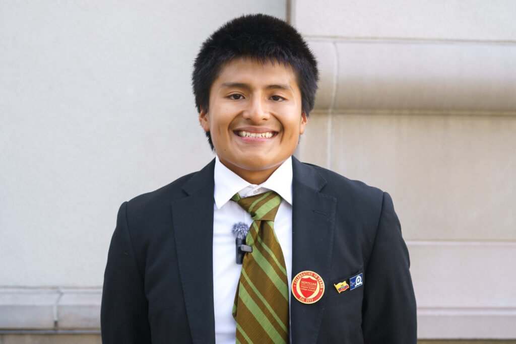 Mateo Llano posing for a photograph after hispanic heritage month flag raising ceremony, Wednesday, Sep. 16, 2026.