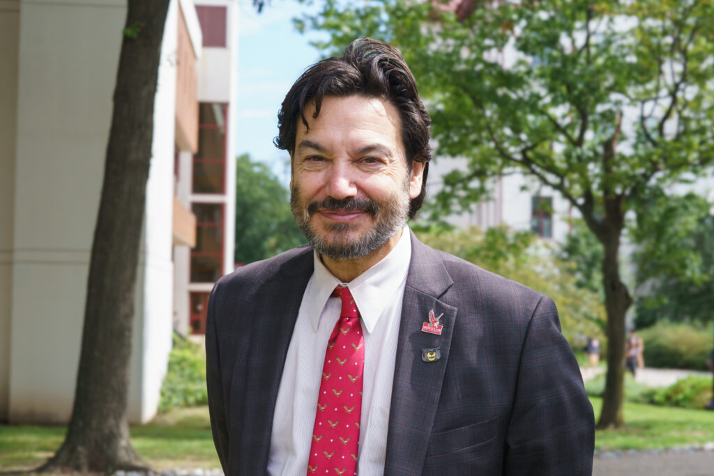 President Jonathan Koppell posing for a photograph after hispanic heritage month flag raising ceremony, Wednesday, Sep. 16, 2026.