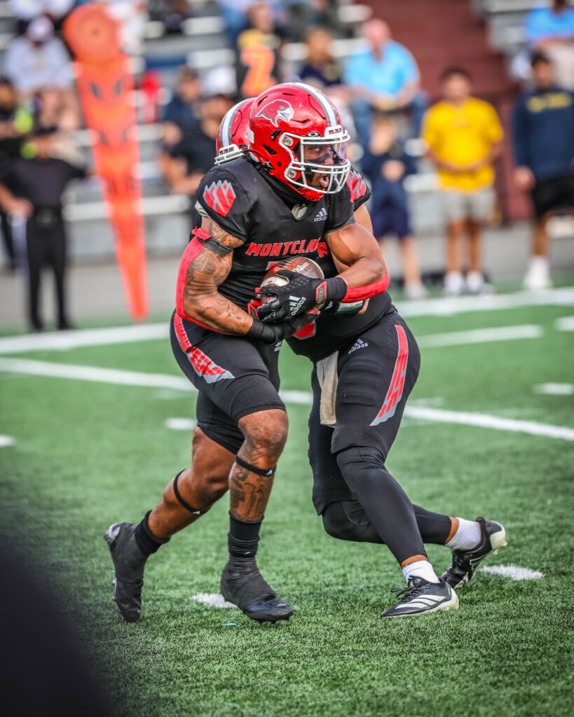 Montclair State running back Diante Wilson delivered another stellar performance, scoring four touchdowns in a homecoming win over Kean. His efforts brought his scoring tally to 10 in just four games this season. Photo courtesy of Montclair State Athletics